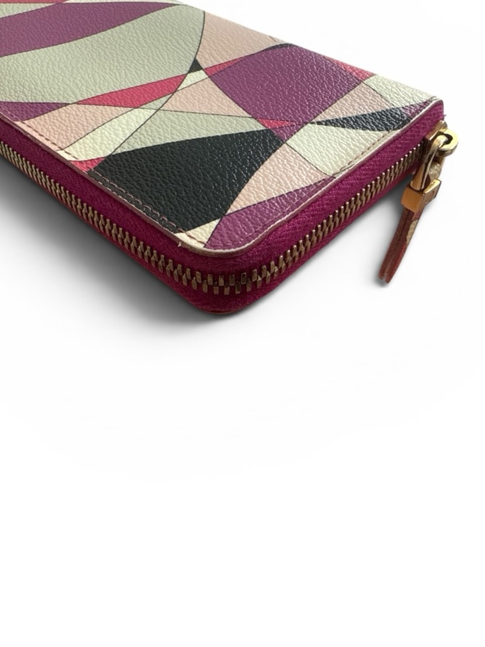 Emilio Pucci Leather Continental Long Zip Wallet Pink Purple Abstract - Picture 4 of 12